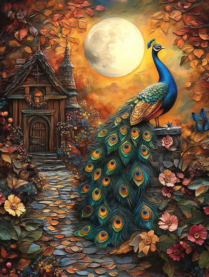 Peacock Moonlit Garden