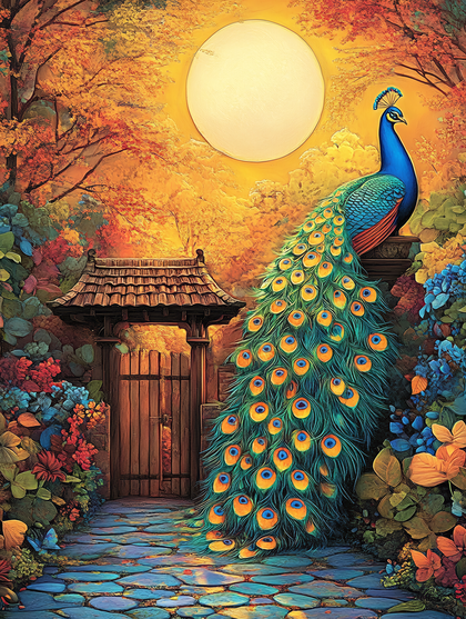 Peacock Moonlit Garden