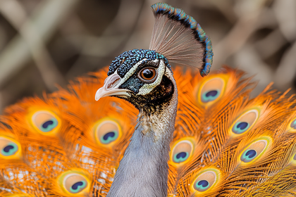 Peacock Portrait Close-Up