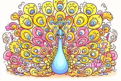 Vibrant Peacock Illustration: Artistic Design for Decor