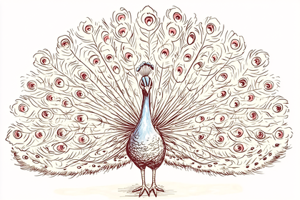 Peacock with Fanned Feathers