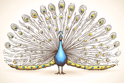 Peacock with Fanned Feathers