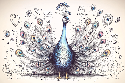 Peacock with Feather Display