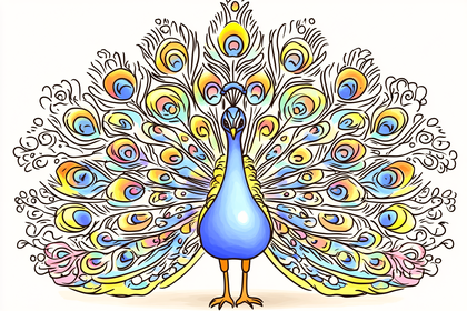 Peacock with Open Feathers