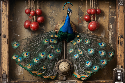 Peacock With Ornate Tail Display