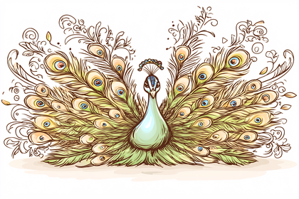 Peacock with Spread Feathers