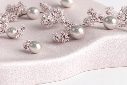 Pearls and Pink Flowers