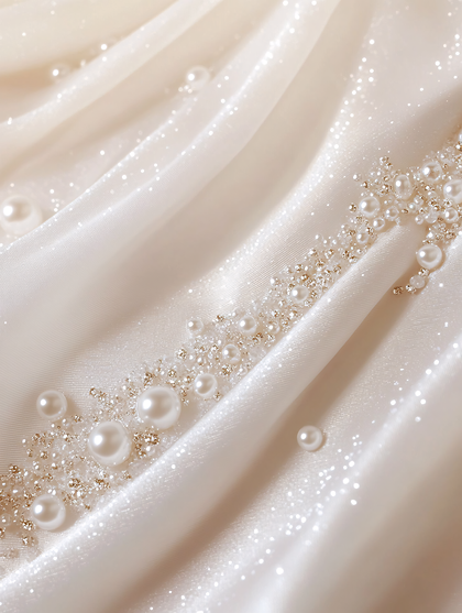 Pearls and Silk Fabric