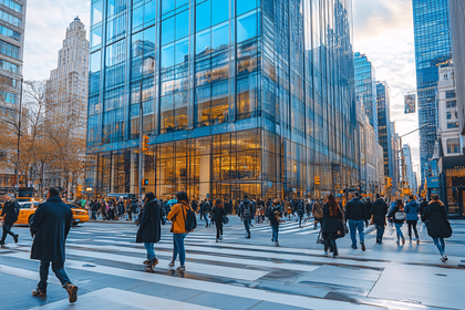 Pedestrians Crossing New York City Street