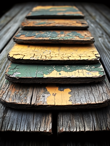 Peeling Paint on Rustic Wood Planks