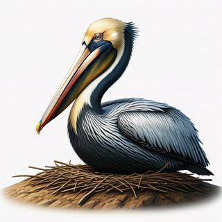 pelican in nest