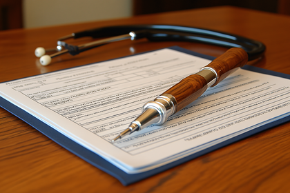 Pen and Stethoscope on Medical Form