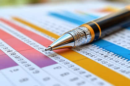 Pen on Colorful Spreadsheet