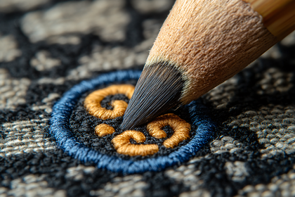 Pencil Pointing at Embroidered Design