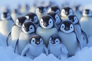 Penguin Chicks In Snow
