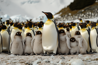 Penguin Family Gathering in Antarctica