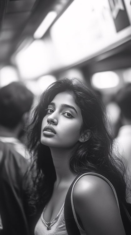 Pensive Glance in Monochrome