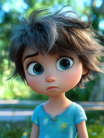 Pensive Little Girl with Big Eyes