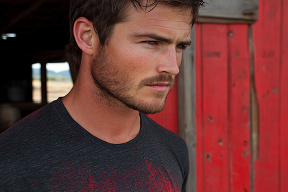 Pensive Man in Rustic Setting
