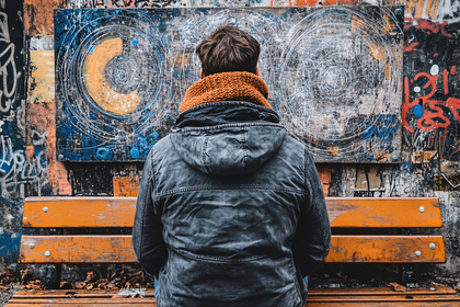 Pensive Man On Bench