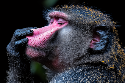 Pensive Mandrill Close Up