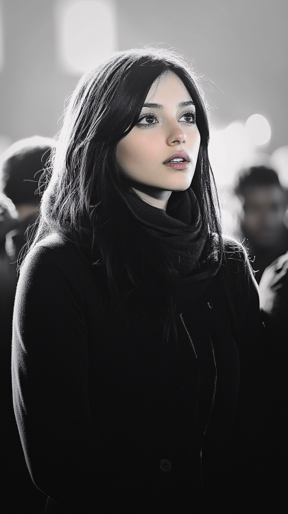 Pensive Woman in Dark Clothing