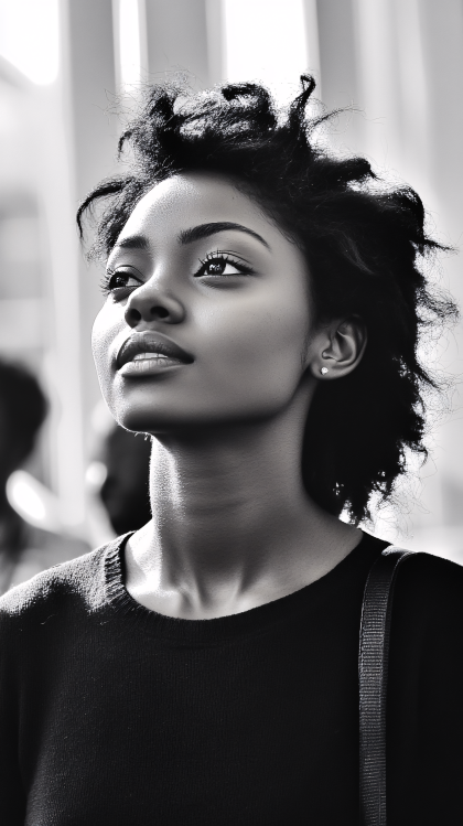 Pensive Woman Looking Up