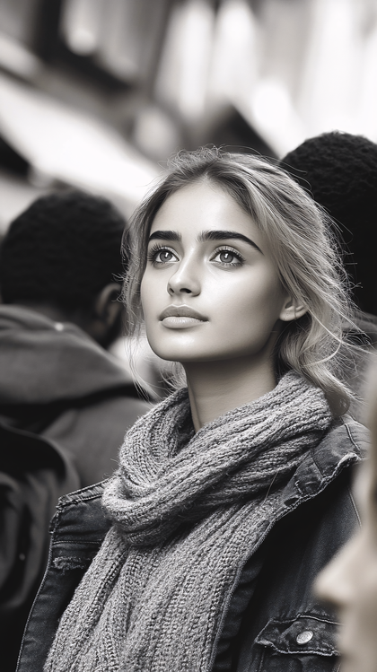 Pensive Woman Looking Upward