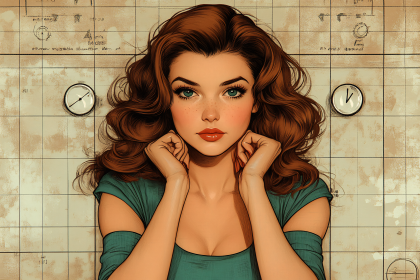 Pensive Woman with Wavy Hair