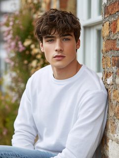 Pensive Young Man In White Sweatshirt