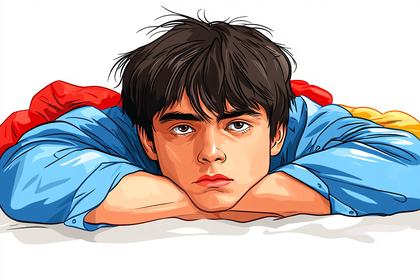 Pensive Young Man Lying Down