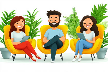 People Relaxing in Armchairs