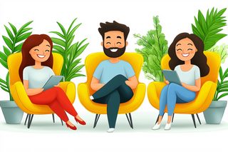 People Relaxing in Armchairs