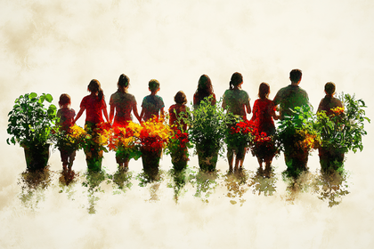 People With Flower Pots
