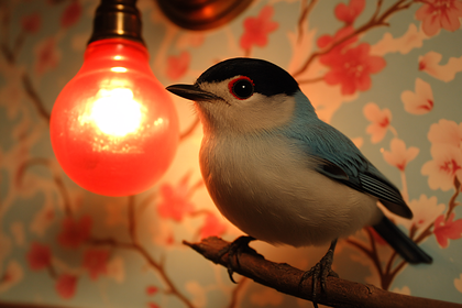 Perched Bird Under Red Light
