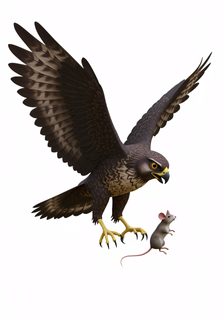 falcon hunting mouse