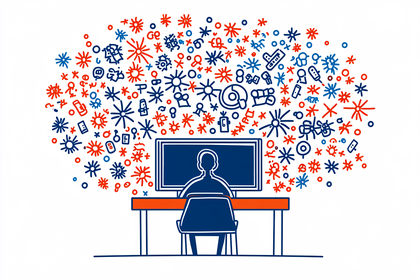 Person at Computer with Ideas