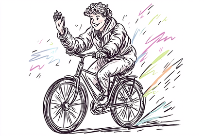 Person on Bicycle Waving