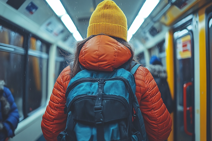Person With Backpack on Train