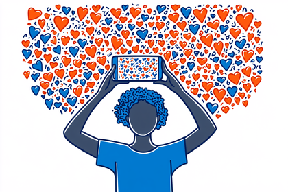 Person with Smartphone and Hearts