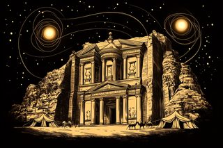 Petra Jordan Night Illustration