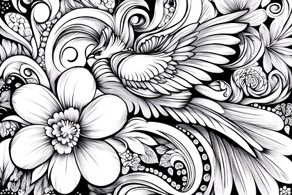 Phoenix and Flower Intricate Design