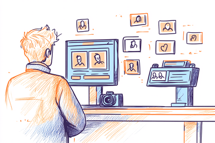 Photographer Reviewing Photos on Computer