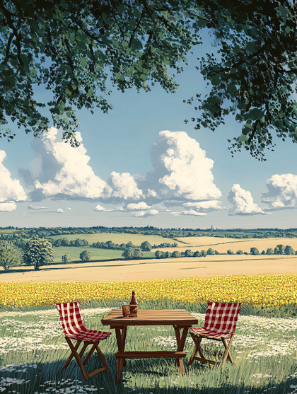 Picnic In A Flower Field