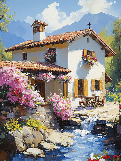 Picturesque Country House by Stream