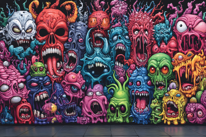 Pile Of Grotesque Monster Faces