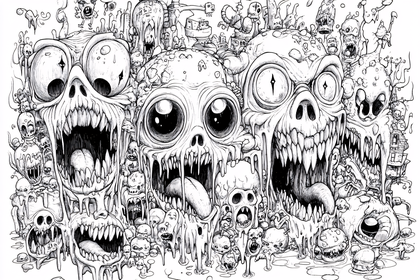 Pile Of Screaming Monster Skulls