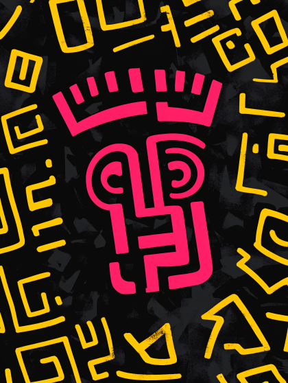 Pink Abstract Face with Geometric Shapes