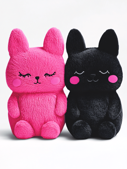 Pink And Black Bunny Plush Toys