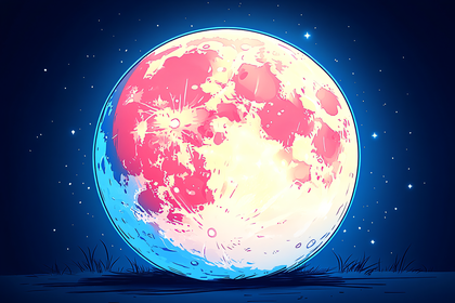 Pink and Blue Full Moon